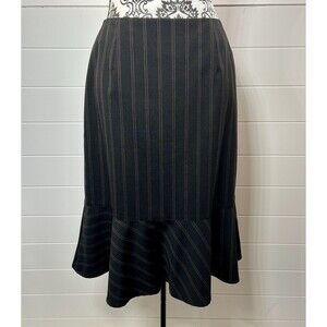 VTG Skirt Womens 10 RED Pinstripe Wool Blend Trumpet Midi Lined Clueless Y2K